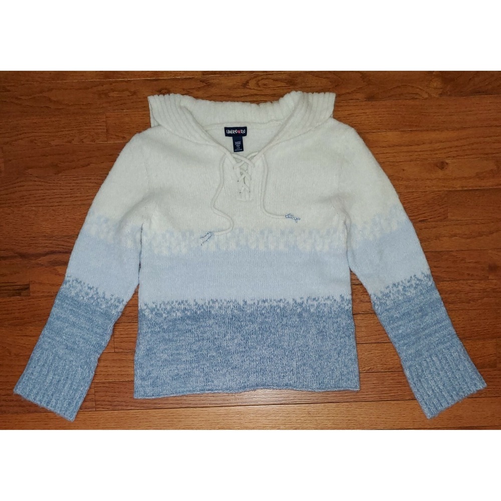 LIMITED TOO Girls sz L/14 Long Sleeve Brushed Knit Sweater Ivory & Blues